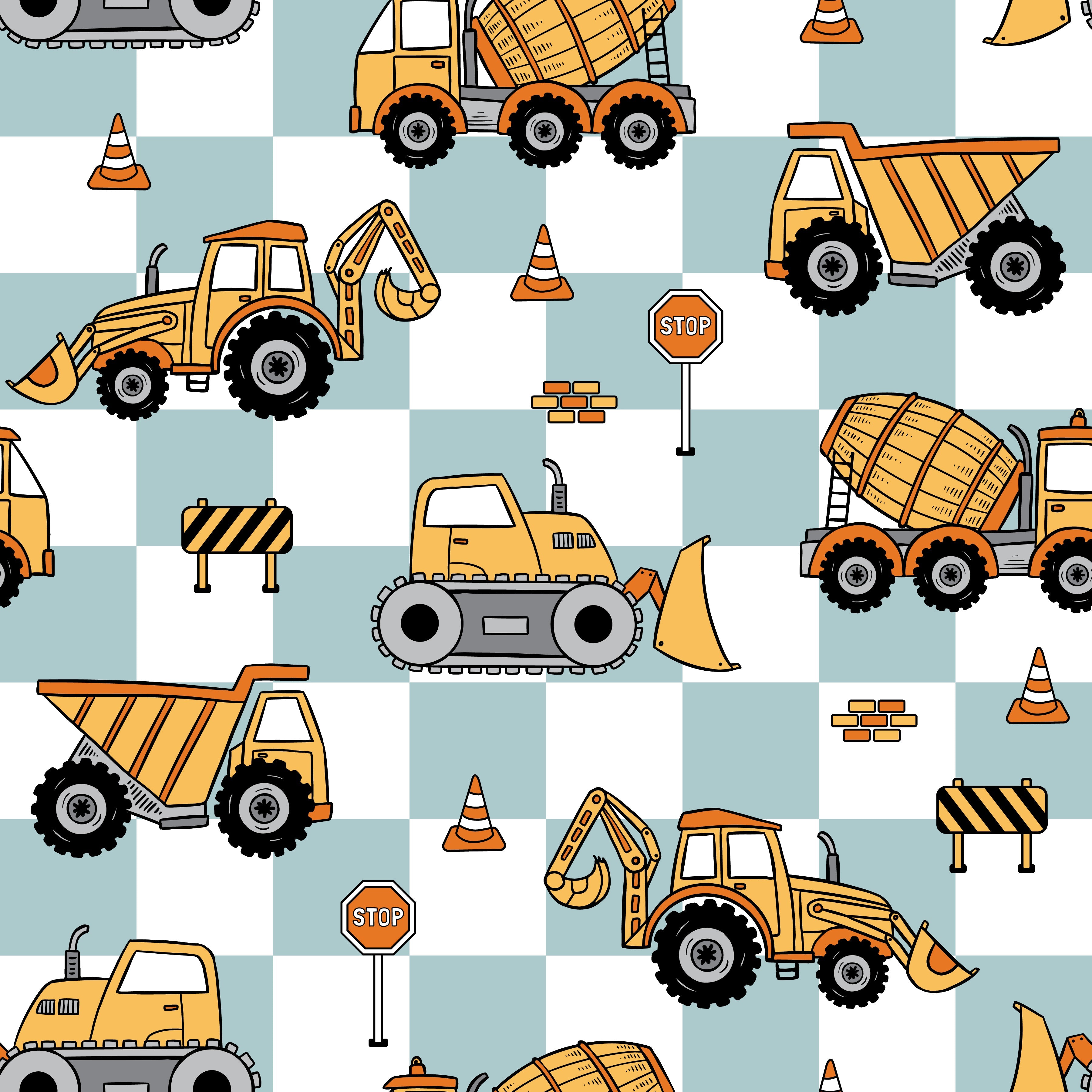 Checkered Dump Trucks | Two-Piece Long Sleeve Pajama Set